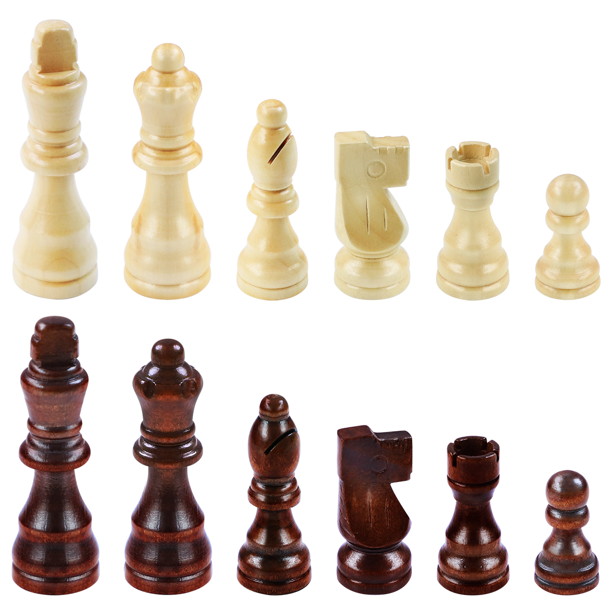 ชุดหมากรุกสากลไม้walnut+maple (แม่เหล็ก) Gold Knight Wooden Chess Set 5