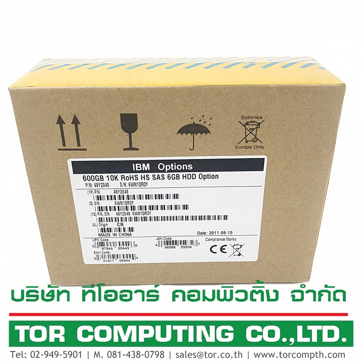 New, IBM 49Y2048 49Y2052 FC5220 [TorCompTH Thailand- ขาย จำหน่าย ราคา] IBM 600GB 10K 6G SAS 2.5IN HDD for IBM DS3524/EXP3524