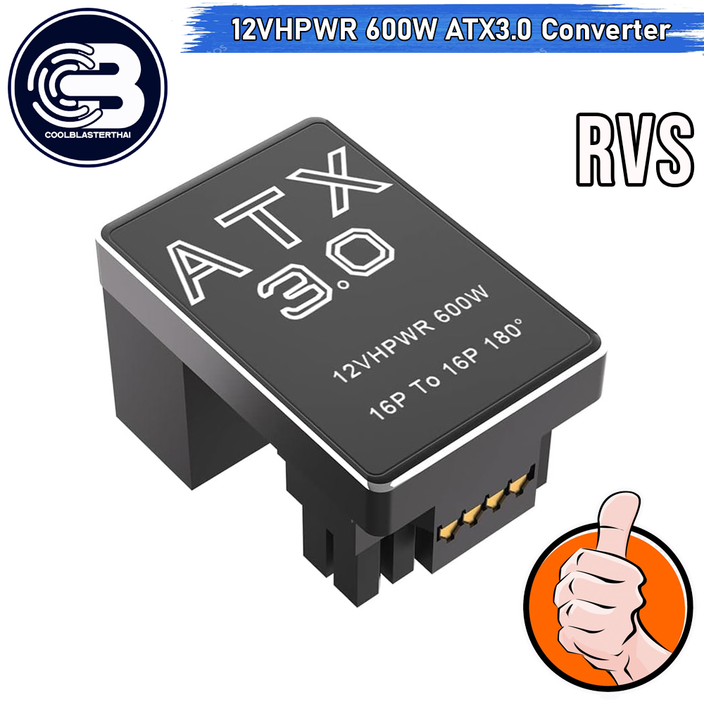 [CoolBlasterThai] Cable Management 16 Pin 12VHPWR ATX3.0 180 Degree Connector (REVERSE) BLACK