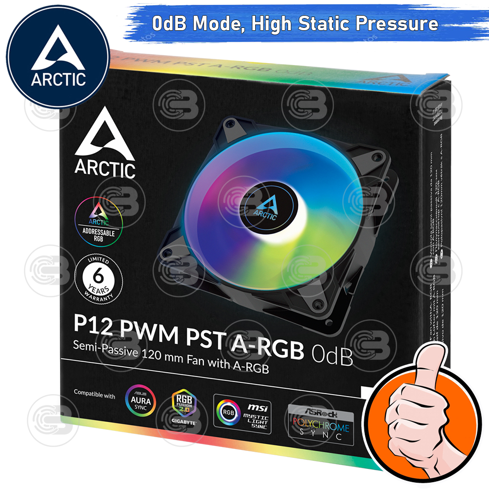 [CoolBlasterThai] ARCTIC P12 PWM PST A-RGB 0dB Black (size 120 mm.) PC Fan Case ประกัน 6 ปี