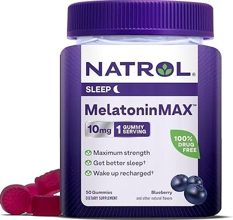 (1กระปุก) Natrol Melatonin Max Single 10mg Sleep Aid Gummies #Blueberry กัมมี่เมลาโทนิน 10มก. รุ่นนี้ทานครั้ง 1 เม็ดได้ 10มก.