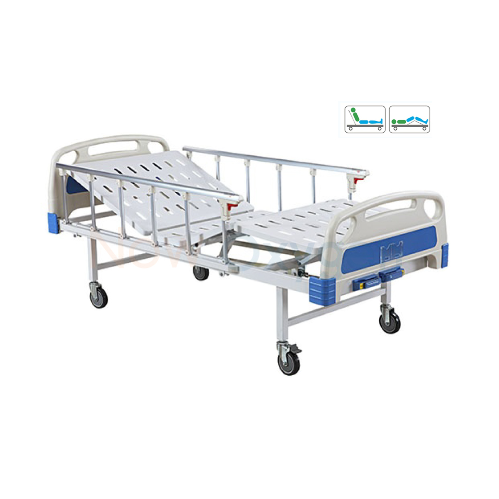 เตียงผู้ป่วย 2 ฟังก์ชั่น แบบมือหมุน (Manual) ปรับพนังพิงหลัง และปรับงอเข่า (ปรับความสูง-ต่ำไม่ได้) รับประกันศูนย์ไทย 6 ปี