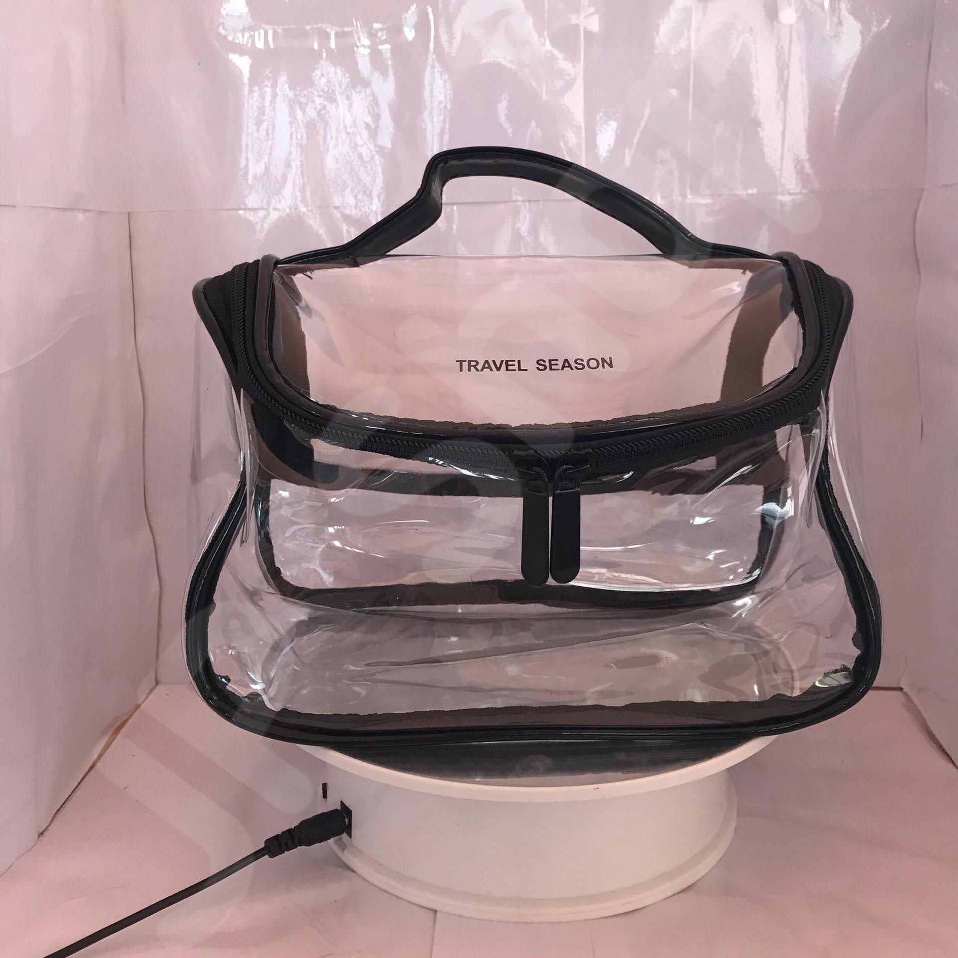 กระเป๋าใส่เครื่องสำอาง รุ่นพกพา สีดำ โปร่งใส ราคา/1 ใบ #00118