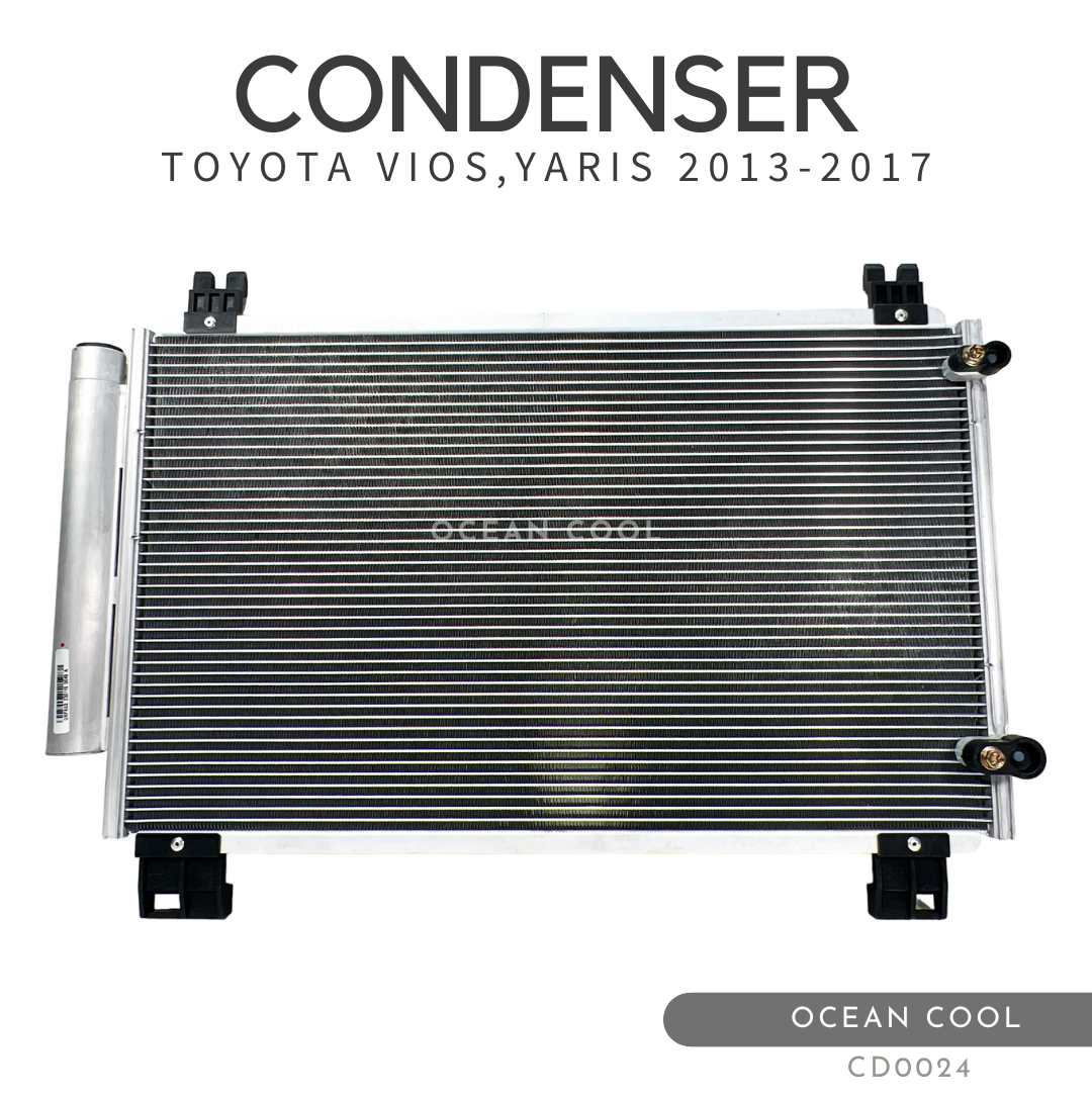 แผงแอร์ โตโยต้า วีออส , ยาริส ปี 2013 - 2017 CD0024 CONDENSER Toyota Yaris Vios 2013 - 2017 รังผึ้งแอร์ แผงรังผึ้ง แผงคอยล์ร้อน คอนเดนเซอร์
