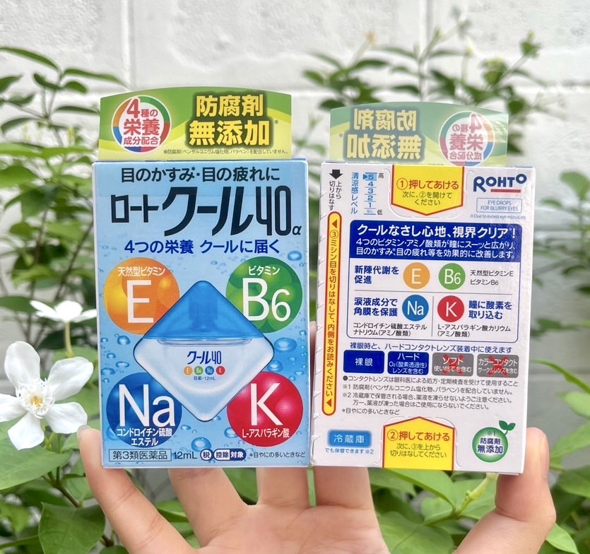 Rohto Vita 40 Alpha Eye Drops 12ml. น้ำยาหยอดตานำเข้าจากญี่ปุ่น ฟ้า ความเย็นระดับ 5 (1กล่อง)