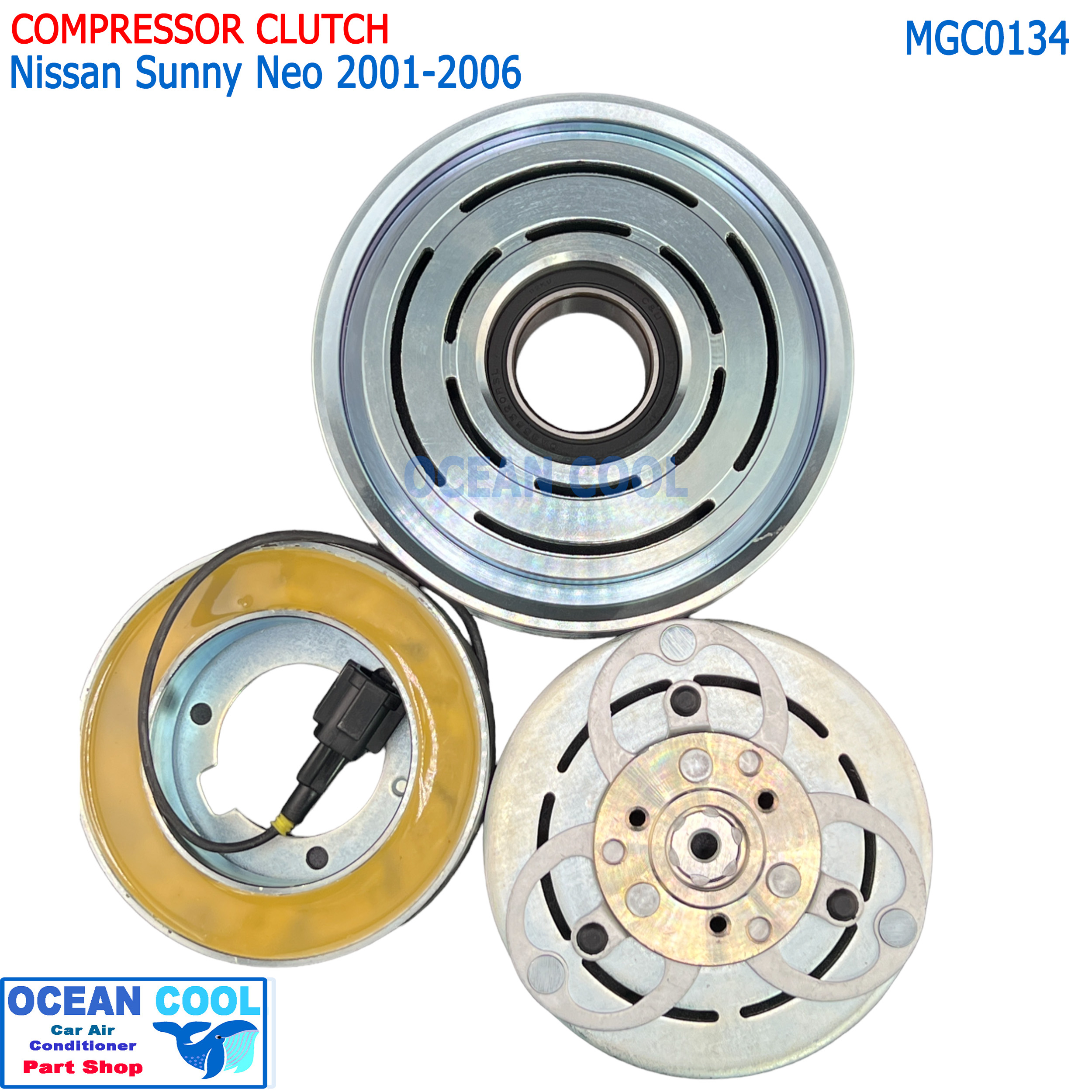 คลัชคอมแอร์ นิสสัน ซันนี่ นีโอ 2001 - 2006 MGC0134 Magnatic Clutch Nissan Sunny Neo หน้าคลัชคอมแอร์ ครัชคอมแอร์