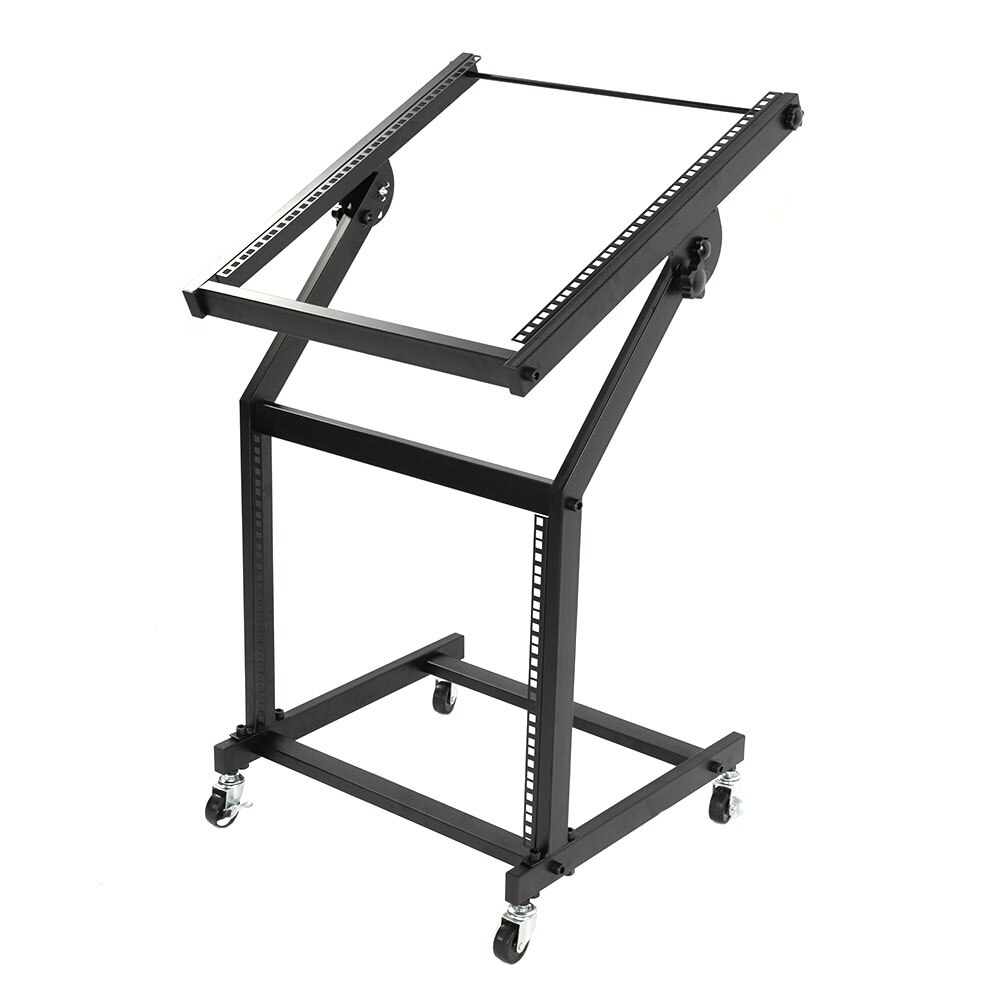 AKX19u Mixer Studio Rack Stand on Wheels สีดำแบบพับได้ ใช้ในห้องประชุม สิ่งอำนวยความสะดวกสาธารณะ งานแสดงกลางแจ้ง และอื่นๆ