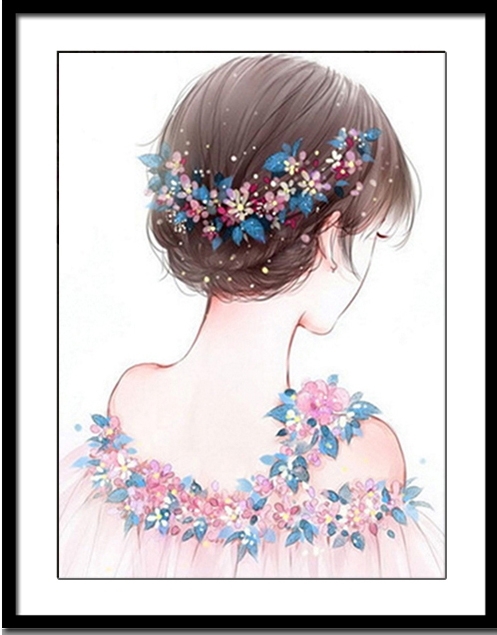 ชุดภาพติดคริสตัลกลม ลายเจ้าสาว (งานติดเต็มภาพ) ขนาด 35*46 ซม.คริสตัลกลม 26 สี อุปกรณ์ครบชุด