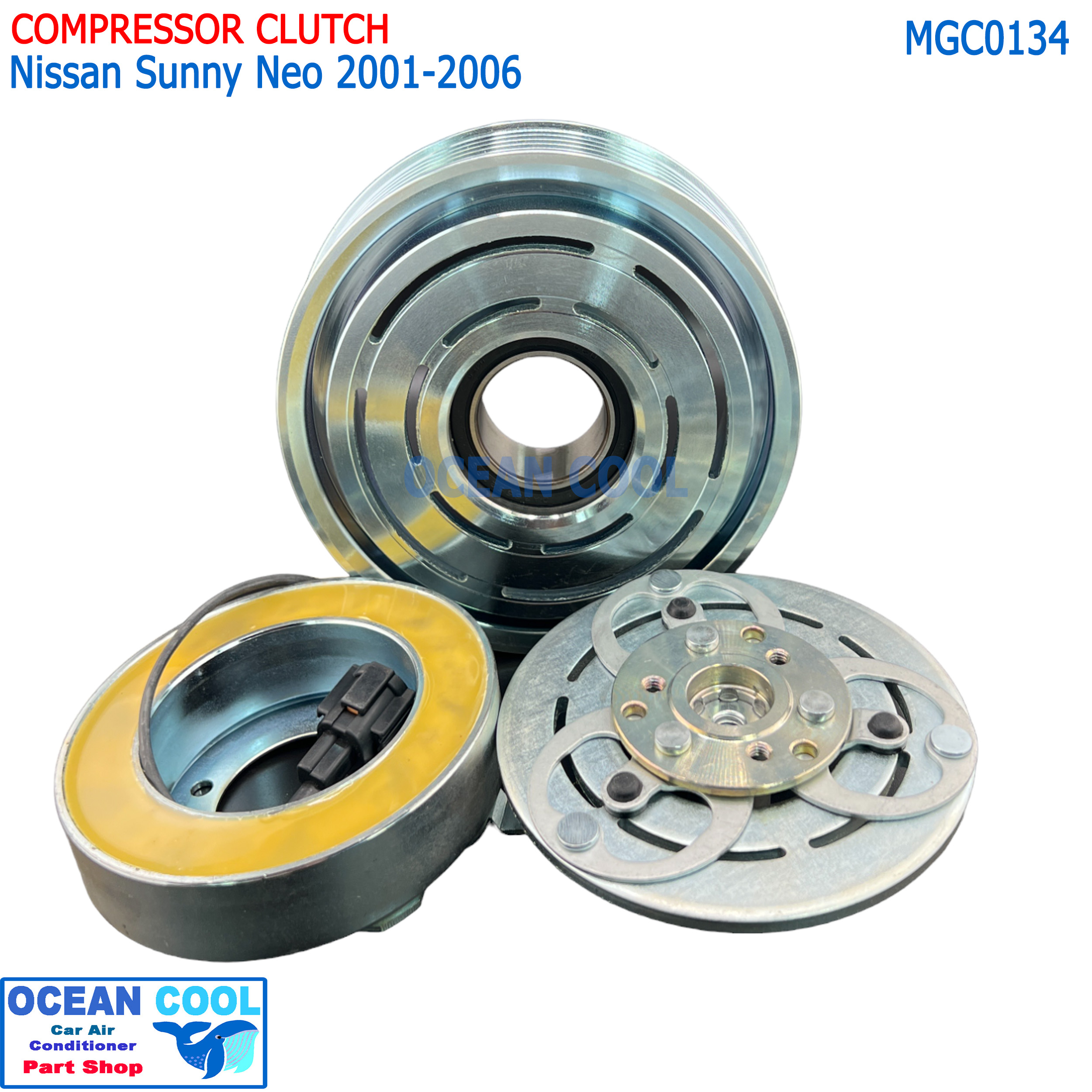 คลัชคอมแอร์ นิสสัน ซันนี่ นีโอ 2001 - 2006 MGC0134 Magnatic Clutch Nissan Sunny Neo หน้าคลัชคอมแอร์ ครัชคอมแอร์