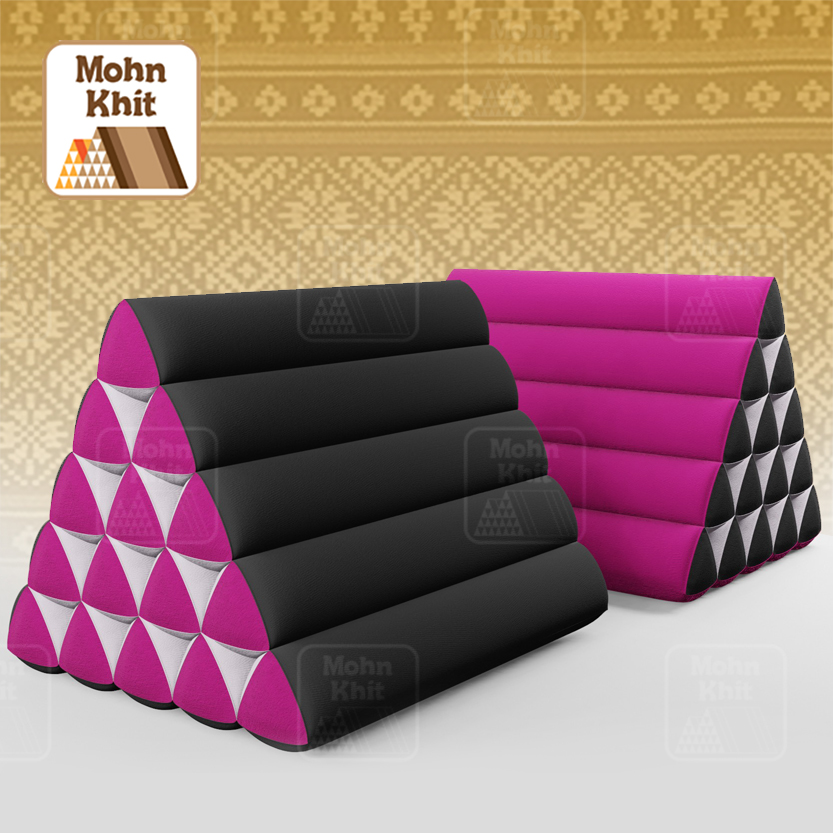 หมอนสามเหลี่ยม15ช่องเดี่ยวทูโทนเซ็ต1 คู่ 52cmx36cmx32cm// Thai Tri-angle Cotton kapok 100%Traditional Floor Cushions .