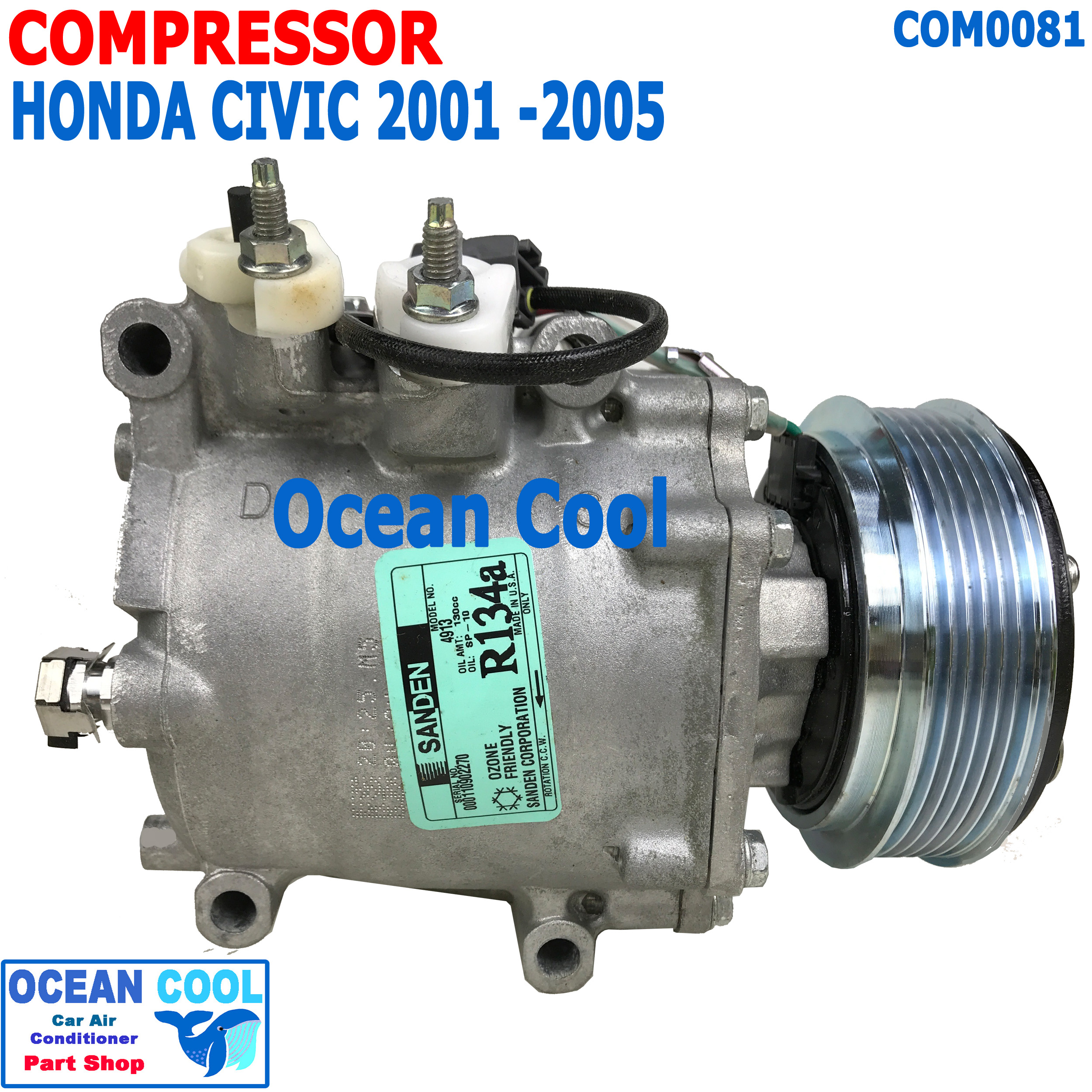 คอมเพลสเซอร์ ฮอนด้า ซีวิค 2001 - 2006 COM0081 Compressor For HONDA CIVIC VII 1.4L 16V คอมแอร์ คอม คอมเพสเซอร์ ซีวิก TRSA09 2002 2003 2004 2005
