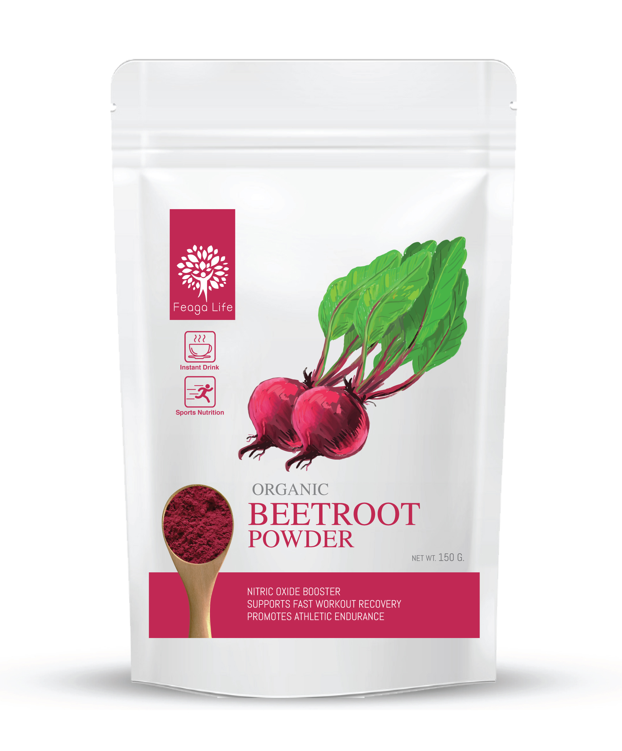 ผงบีทรูท Organic Beetroot Powder ผง Superfood ยี่ห้อ Feaga Life 200 กรัม