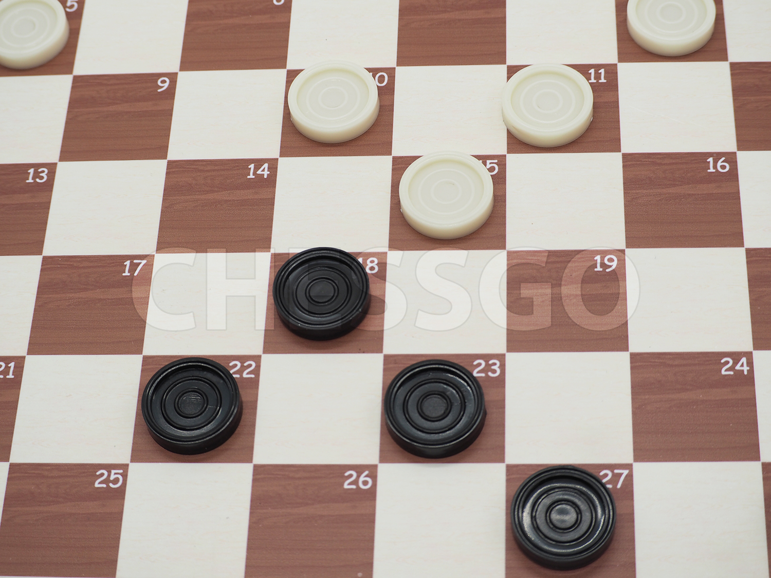 ชุดหมากฮอสมาตรฐาน (กระดานพลาสวูด+ตัวพลาสติกABS size L-24ตัว+ถุงผ้า)