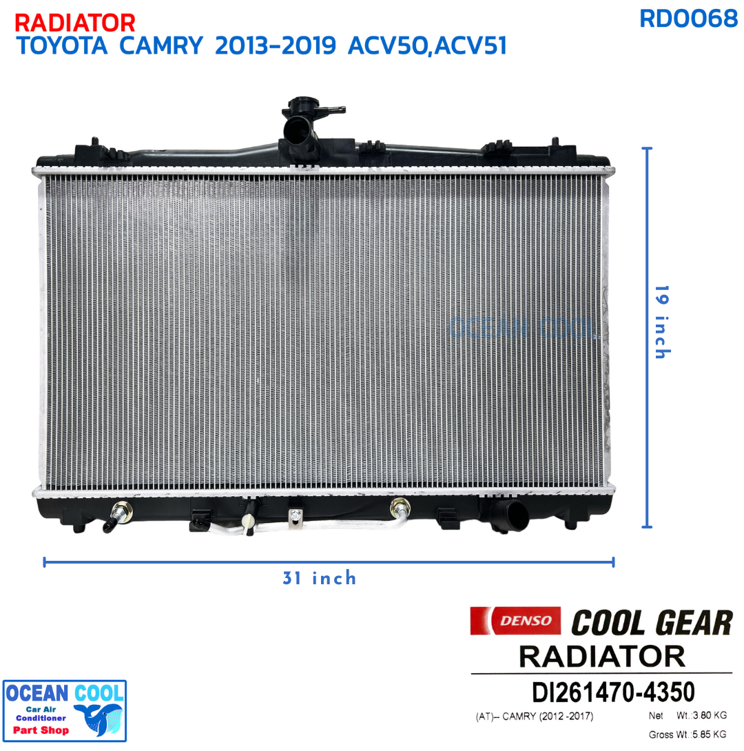 หม้อน้ำ โตโยต้า แคมรี่ 2013 - 2019 ACV50 , ACV51 หนา 16มิล RD0068 DENSO COOL GEAR รหัส DI261470-4350 RADIATOR TOYOTA CAMRY '13-'19 คัมรี่ คูลเกียร์
