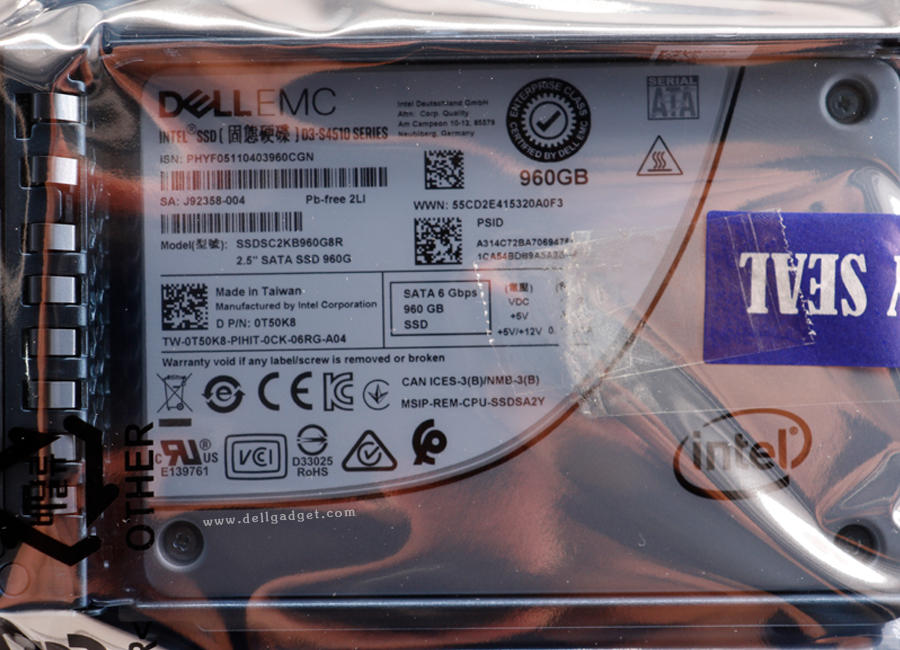 Dell 960GB SSD SATA Read Intensive 6Gbps 512e 2.5in Drive in 3.5in Hybrid Carrier S4510