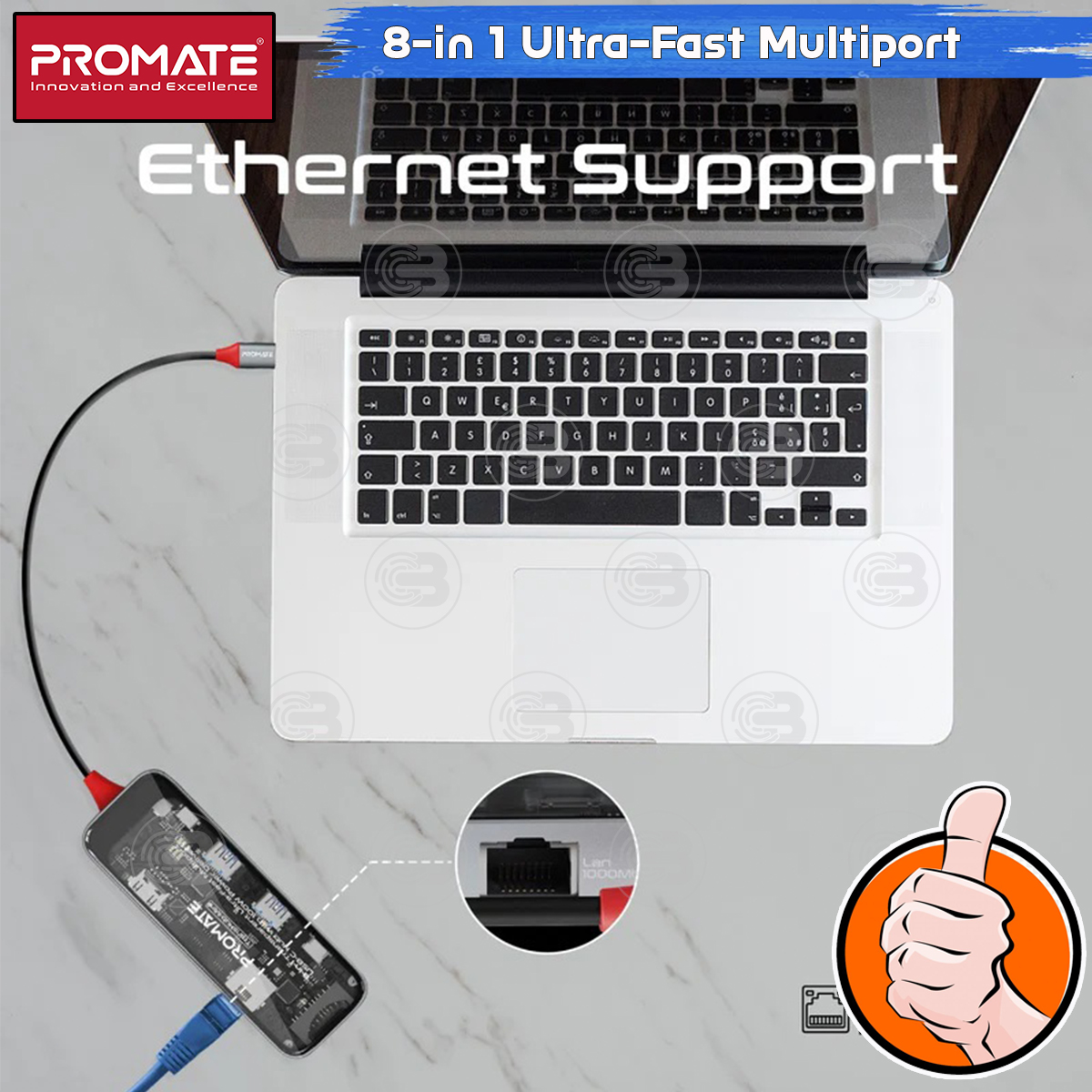 [CoolBlasterThai] PROMATE 8-in 1 Ultra-Fast Multiport USB-C Hub with 100W Power Delivery (TransHub-Mini) (2Y Warranty)