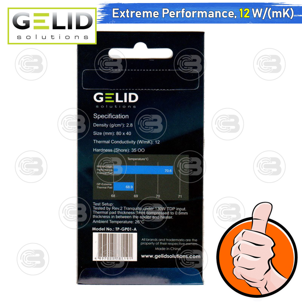 [CoolBlasterThai] GELID GP-EXTREME Thermal Pad 80x40x0.5 mm./12.0 W/mK (TP-GP01-A)