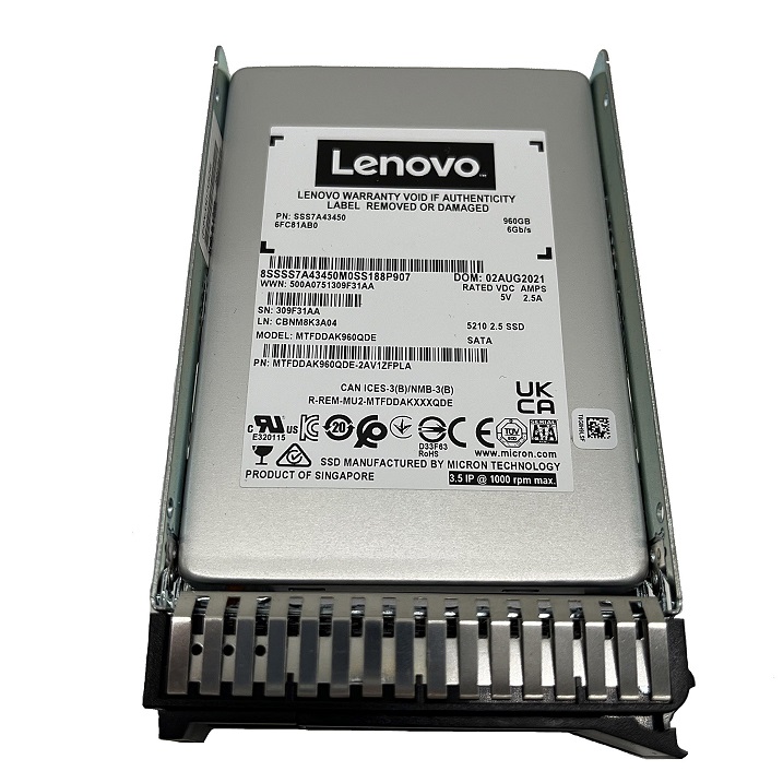 LENOVO SSS7A43450 [TorCompTH Thailand ขาย จำหน่าย ราคา] ThinkSystem 960GB SATA 6G HS 2.5in SSD