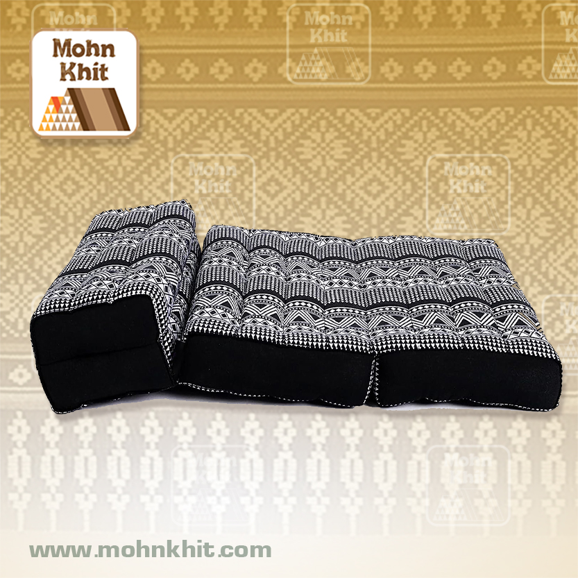 เบาะหมอนขิดลายเขียนเทียน 3 พับ,เบาะนั่งสมาธิพับได้ 54x76x12cm //Foldable Meditation Floor Seat 2 in 1 Set Meditation Pillow.