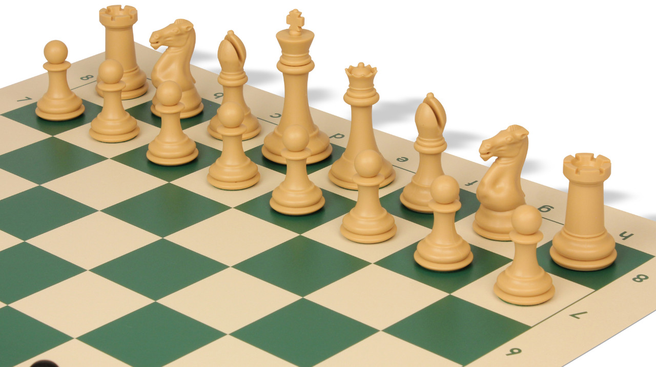 4 1/8" Fischer Series Plastic Chess Pieces ตัวหมากรุกสากลฟิชเชอร์ สีขาวอมเหลือง+ดำ(natural+black)