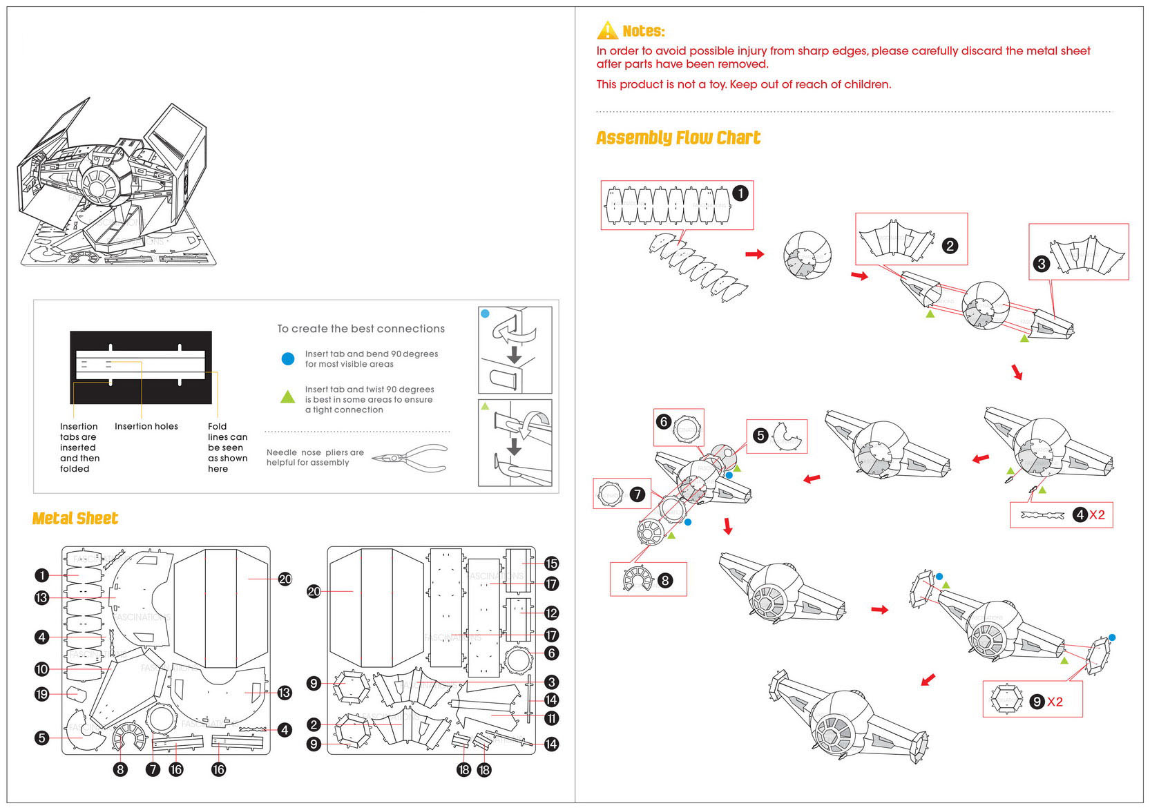 TIE Advanced x1 Model - Star Wars โมเดลโลหะ DIY