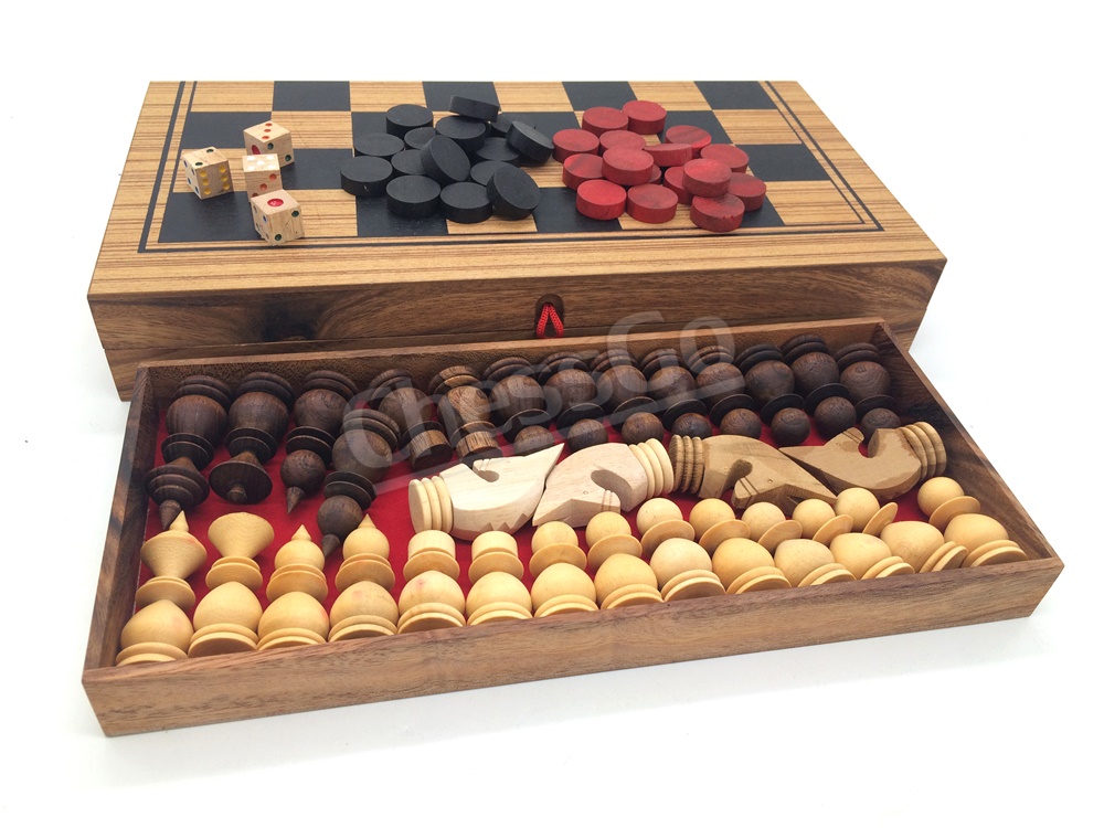 หมากรุกฝรั่งไม้พับ chess 3in1