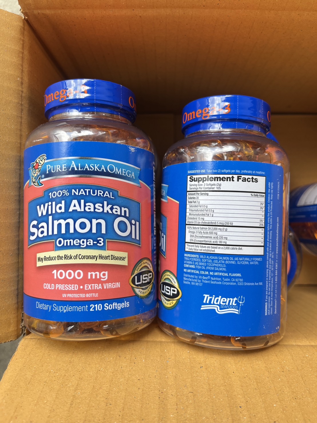 Pure Alaska Omega Wild Salmon Oil 1,000 mg. (210 เม็ด) น้ำมันปลาแซลมอนจากธรรมชาติ จากอลาสก้า