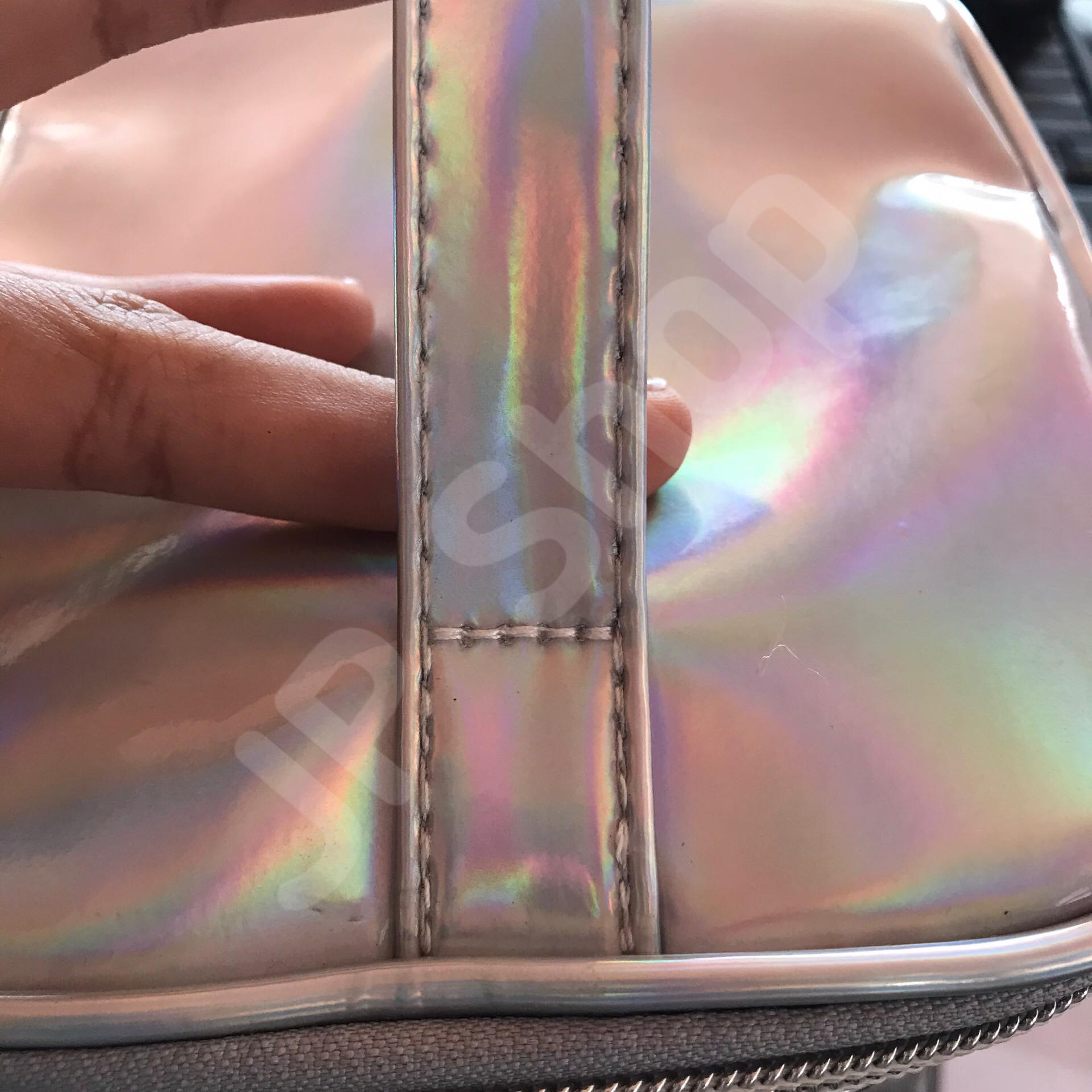 กระเป๋าใส่เครื่องสำอาง ทรงกระบอก สีเทา โปร่งใส ราคา/1 ใบ #0131