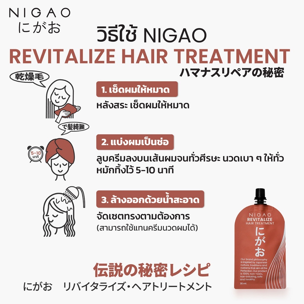 แท้พร้อมส่ง○ (ซอง30ml) NIGAO Revitalize Hair Treatment ทรีทเม้นท์ นิกาโอะ รีไวทัลไลซ์ แฮร์ ทรีทเม้นท์