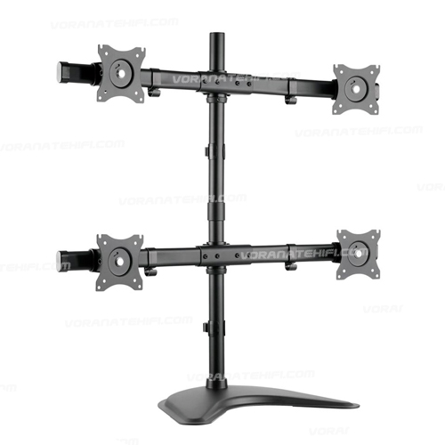 LDT08-T04 ขาตั้งจอคอม 4 จอ สำหรับจอขนาด 13"-27" Curved Horizontal Rail Quad Monitor Array Desktop Stand