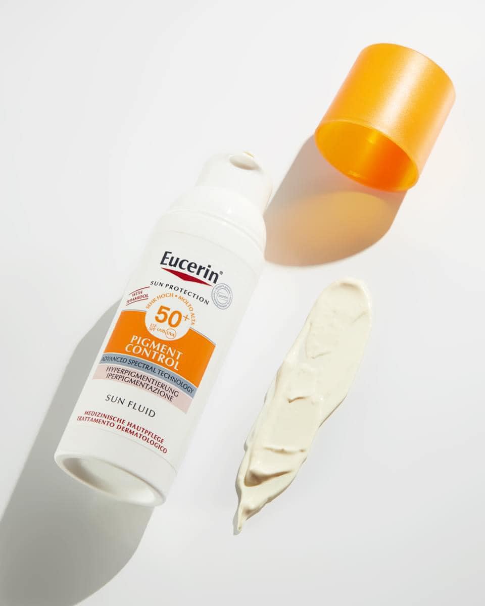 Eucerin Pigment Control Sun Fluid SPF 50+ 50ml. ครีมกันแดดยูเซอริน ลดฝ้าแดด จุดด่างดำ