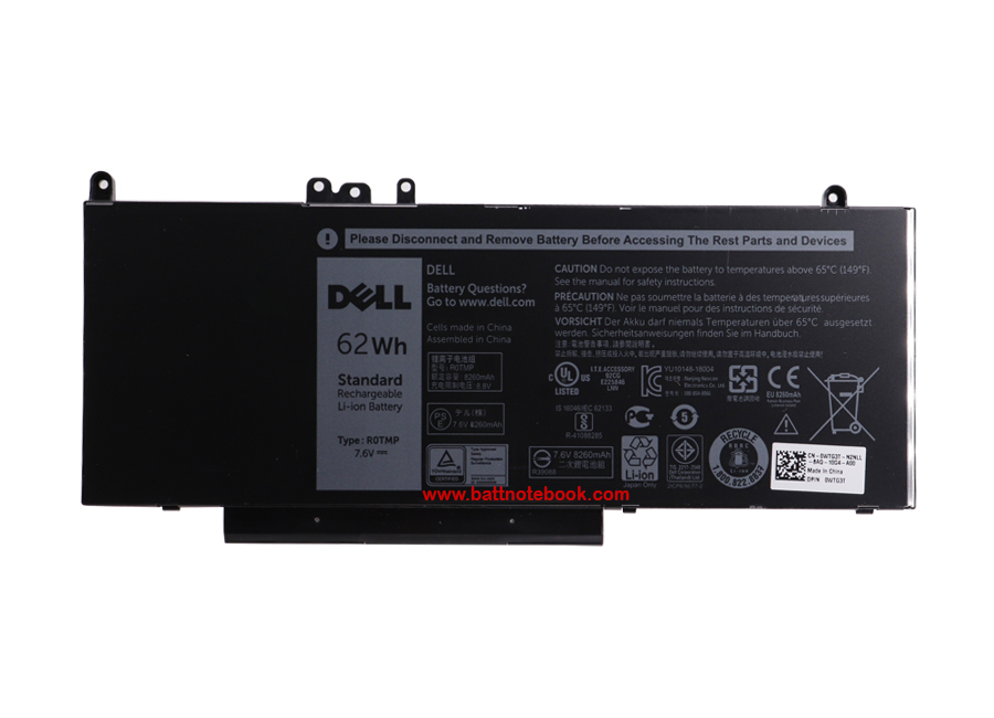 Battery DELL Latitude E5450 62Whr R0TMP แบตเตอรี่โน๊ตบุ๊ค DELL Latitude E5450 แบตแท้ ตรงรุ่น ตรงสเปค รับประกันศูนย์ Dell Thailand ราคา พิเศษ