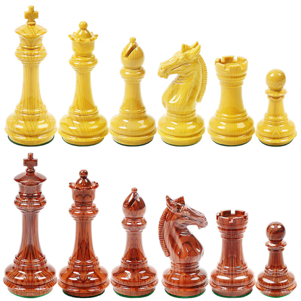 3 3/4" Knight Templar Series Chess Pieces - Wood Grain ตัวหมากรุกสากลไนท์เทมพลาร์(ลายไม้)