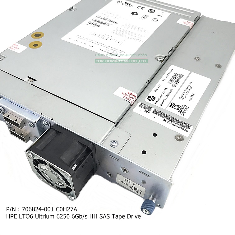 REF, HP 706824-001 C0H27A [TorCompTH Thailand ขาย จำหน่าย ราคา] HP LTO6 SAS HH 6Gb/s Tape Drive Model AQ288D#103 for HPE StoreEver MSL2024 Tape Librariy, HPE StoreEver 1/8 G2