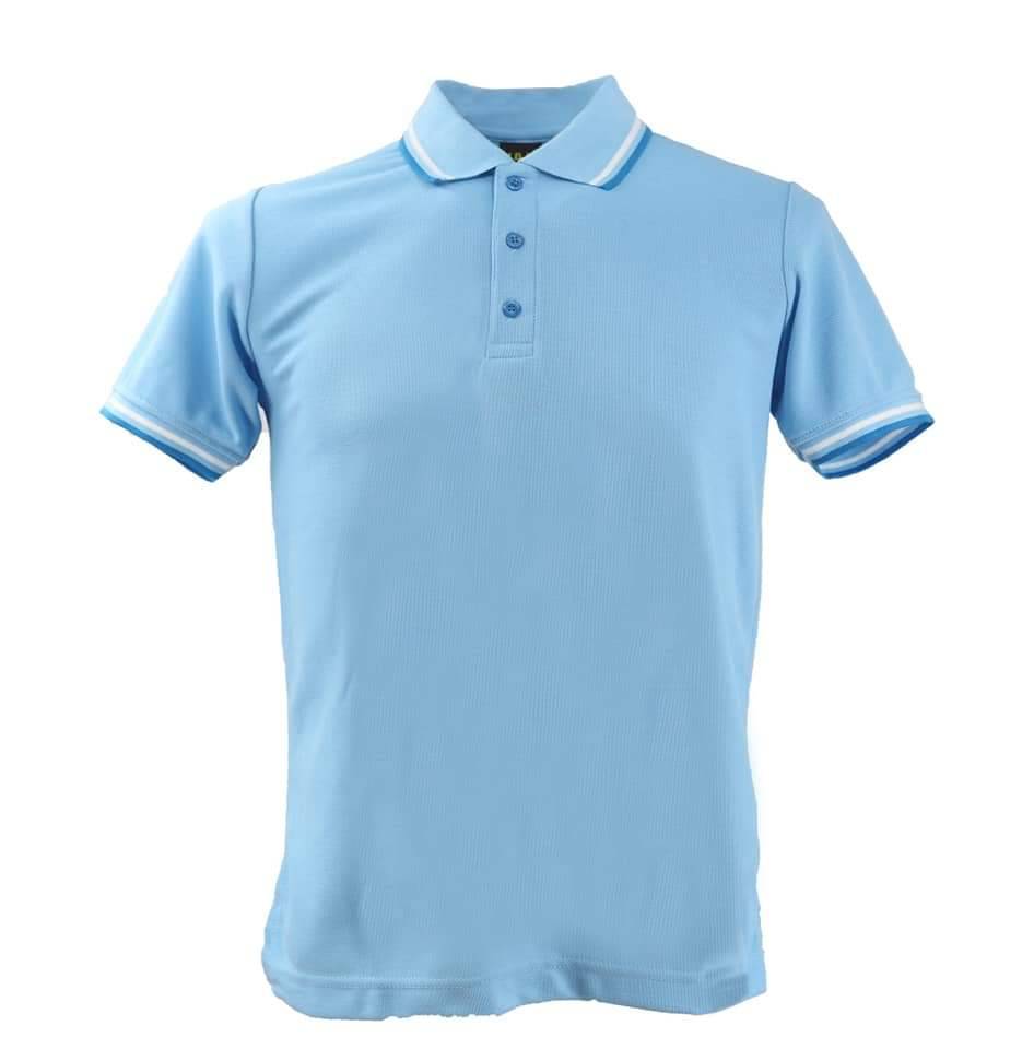 HBP POLO เสื้อโปโล เสื้อคอปก ทรงชาย-หญิง สีฟ้าขลิบฟ้าเข้ม