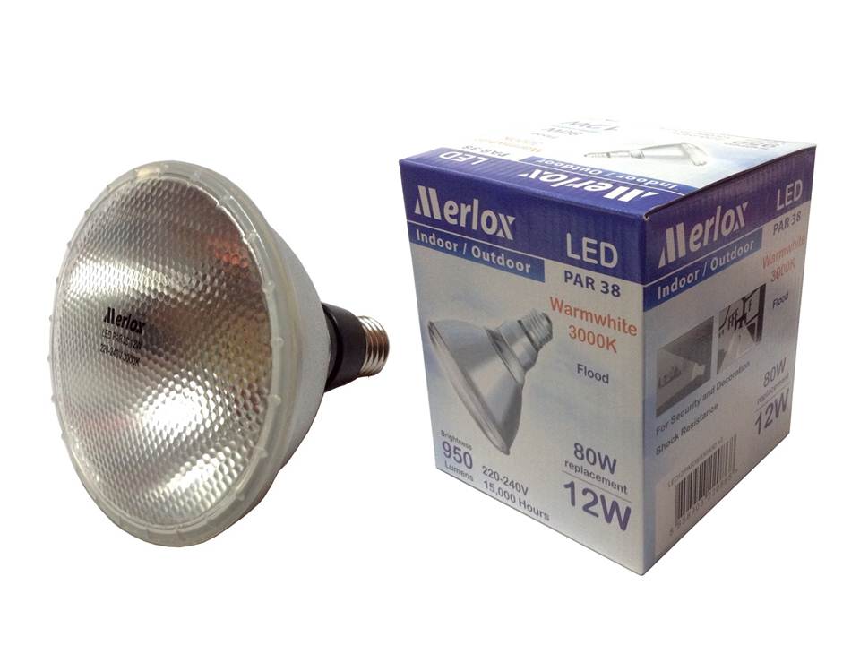 หลอด PAR38 LED 12W 220-240V E27 3000K MERLOX