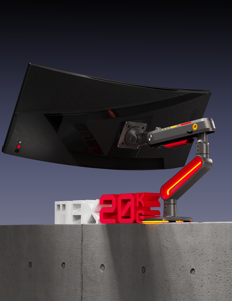 NB G70 RGB 32"-60" High-End Monitor Arm-Gaming ขาตั้งจอคอม ขายึดจอคอม แขนจับจอ Monitor แขนจับจอคอม(*ไม่รวมจอ) weight capacity 2-20 kg.