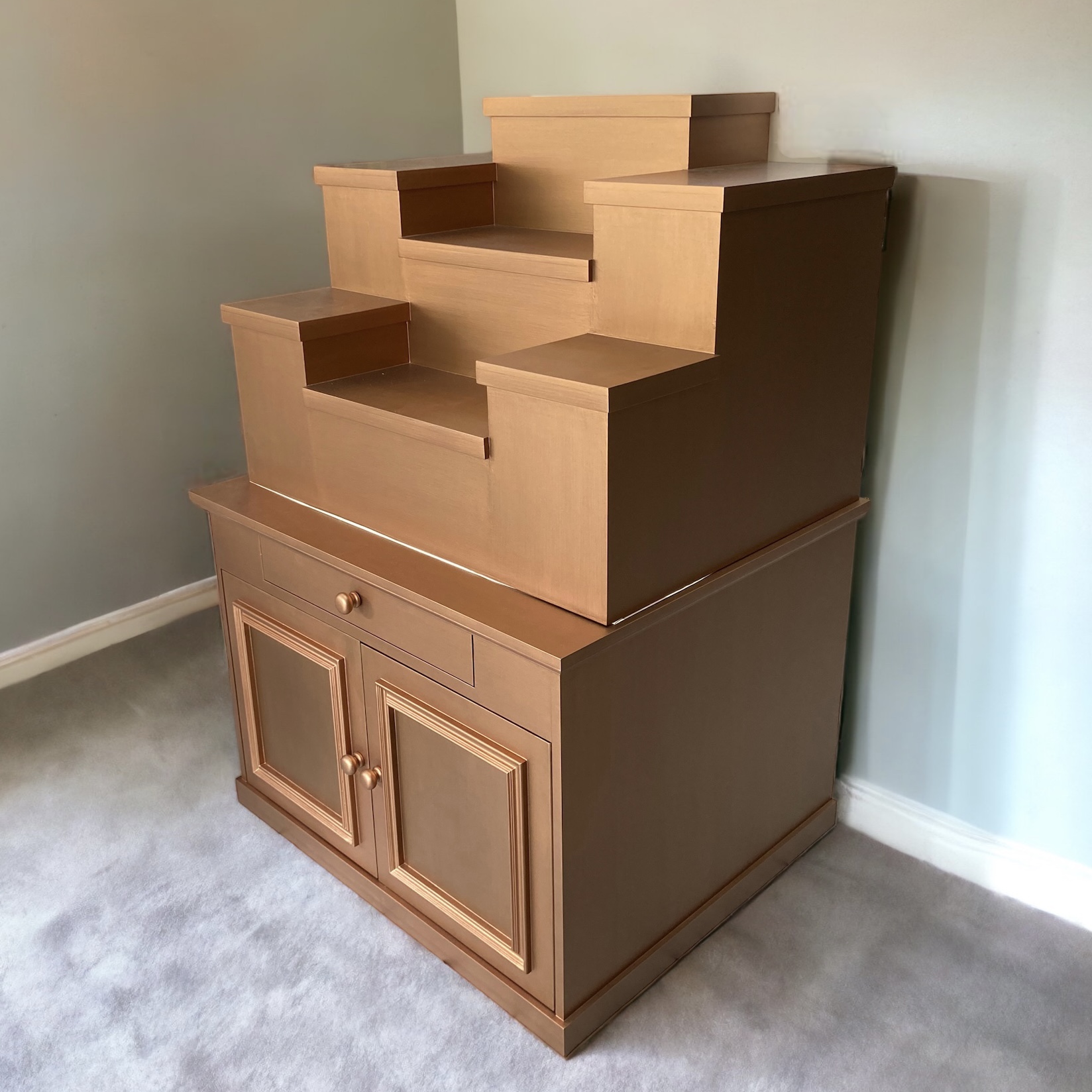 ตู้พระแบบสูง 7x8 ขั้นบันได 7 ขั้น สีพิงค์โกลด์