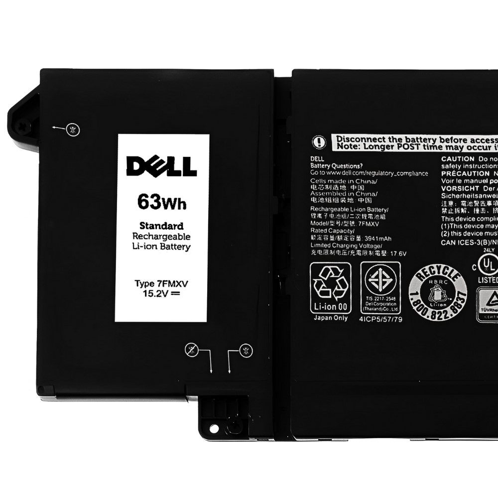 Battery Dell Latitude 7320, 7320 2-in-1, 4-Cell, 63Wh, แบตเตอรี่ Dell 7FMXV ของแท้รับประกันศูนย์ Dell Thailand ราคาไม่แพง