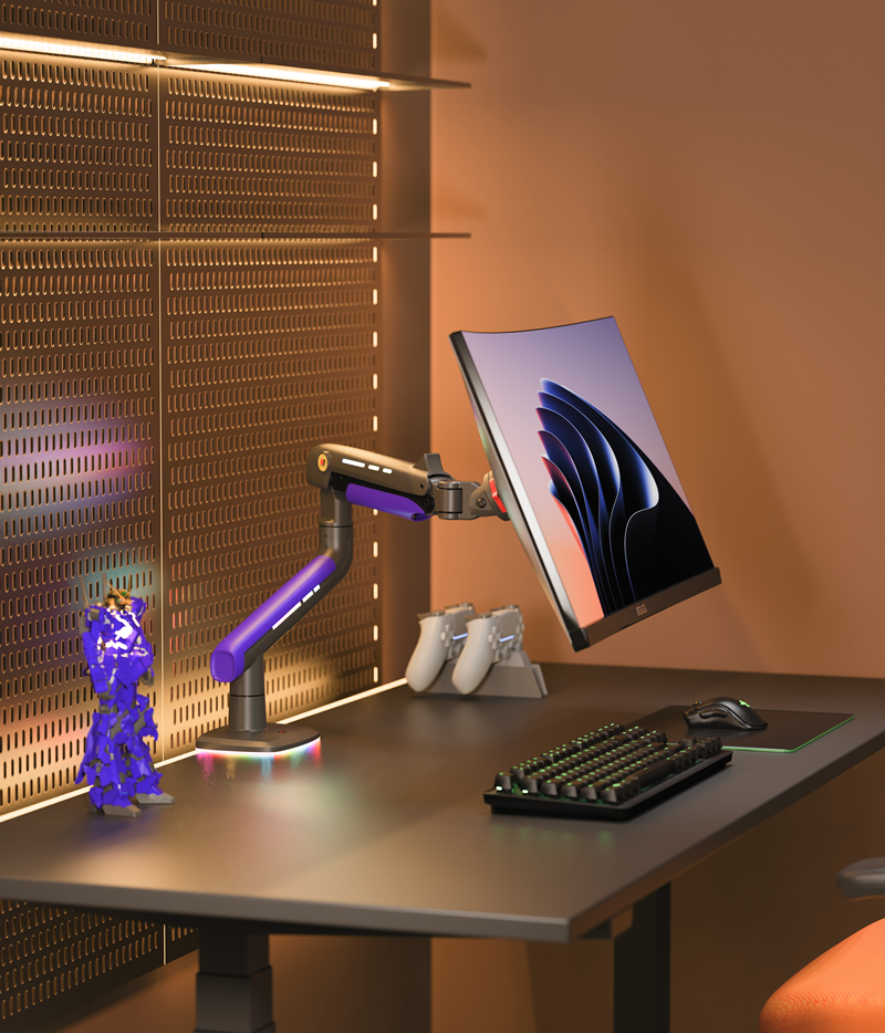 NB G60 RGB 32"-60" High-End Monitor Arm-Gaming ขาตั้งจอคอม ขายึดจอคอม แขนจับจอ Monitor แขนจับจอคอม(*ไม่รวมจอ),weight capacity 2-20 kg.
