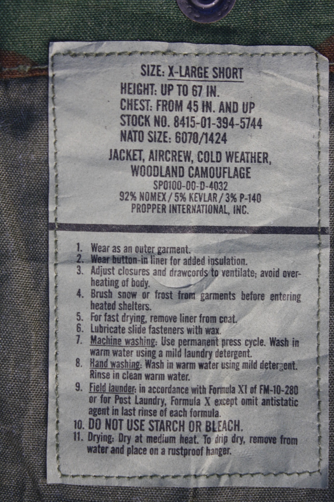 เสื้อทหารสหรัฐ jacket aircrew cold weather