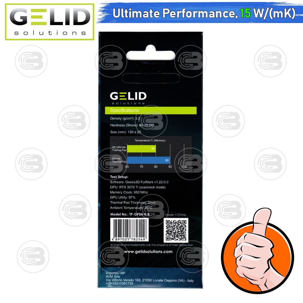 [CoolBlasterThai] GELID GP-ULTIMATE Thermal Pad (1 PCS) 120x20x1.0 mm./15.0 W/mK (TP-GP04-R-B)