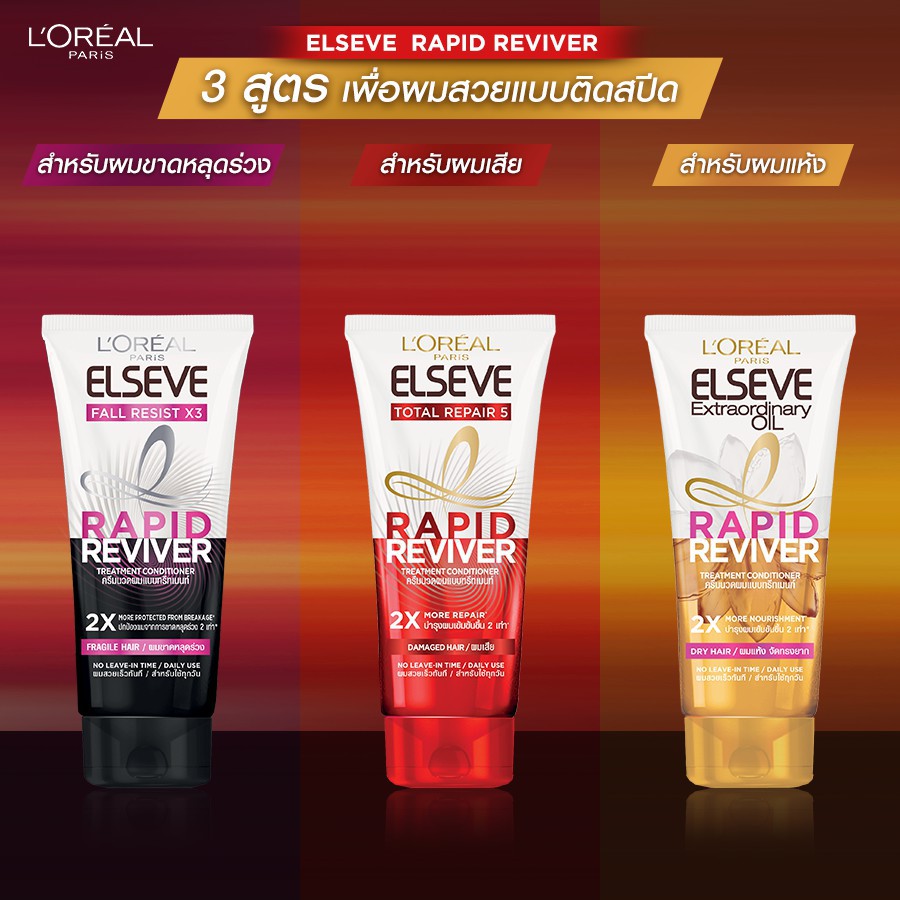 แท้พร้อมส่ง‣ L'oreal Paris Elseve RAPID REVIVER Treatment Conditioner 150ml ครีมนวดผมแบบทรีทเมนท์ ลอรีอัล แรพิด ไรไวเวอร์