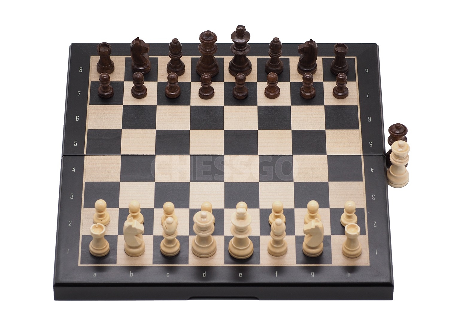ชุดหมากรุกสากลไม้ebony+maple(แม่เหล็ก) Gold Knight Wooden Chess Set 3