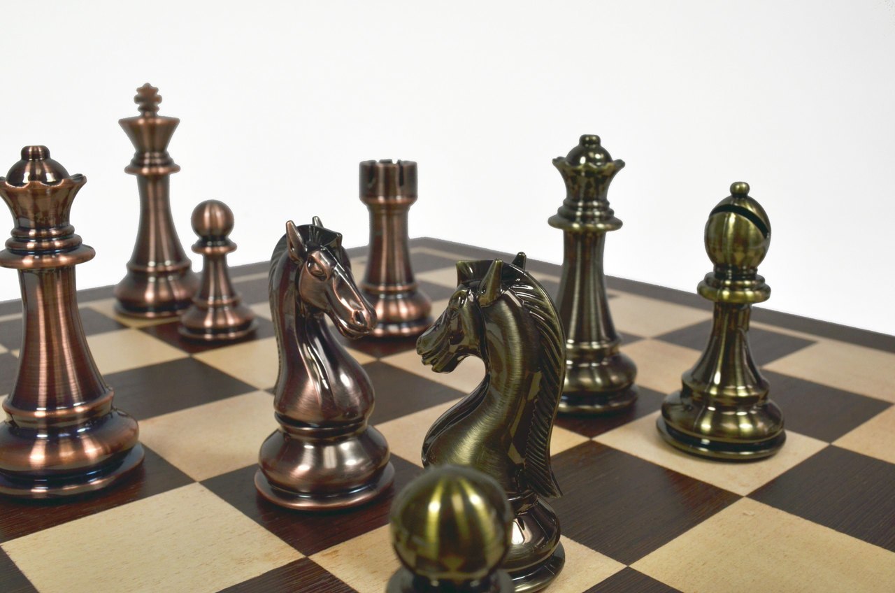 4 1/4" King's Knight Series Resin Chess Set with Copper & Brass Pieces ตัวหมากรุกสากลZinc Alloy สีCopper+Brass