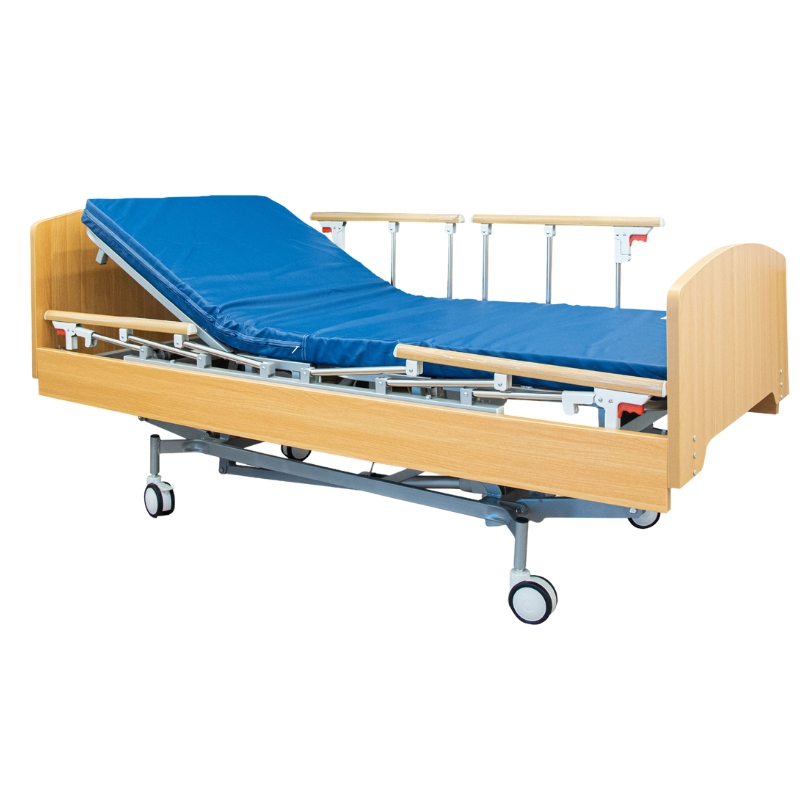 เตียงผู้สูงอายุไฟฟ้า แบบไม้ 4 ฟังก์ชัน A-007 มีแบตเตอรี่ในตัว เพิ่มความสะดวกและความปลอดภัยในการลุกนั่ง รับประกันศูนย์ไทย 6 ปี