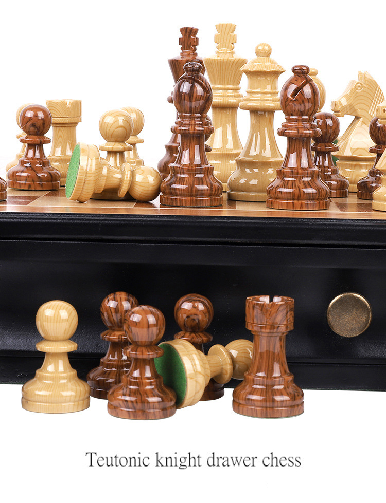 ชุดหมากรุกสากลไม้ German Knight Staunton Wooden Chess Set 4