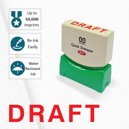 SANBY ตรายางสำเร็จรูป หมึกในตัว รุ่น QUICK STAMPER (S) D3R [DRAFT]