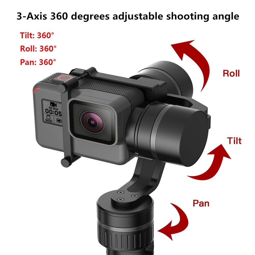 ไม้กันสั่น Hohem HG5 PRO Axis Stabilizer Handheld Aluminum Electronic Full 360 Degrees Gimbal for Gopro Hero 5/4/3, Yi Cam 4K, AEE Sports Cams - APP Controls for iPhone/Android Phone (HG5 Pro)