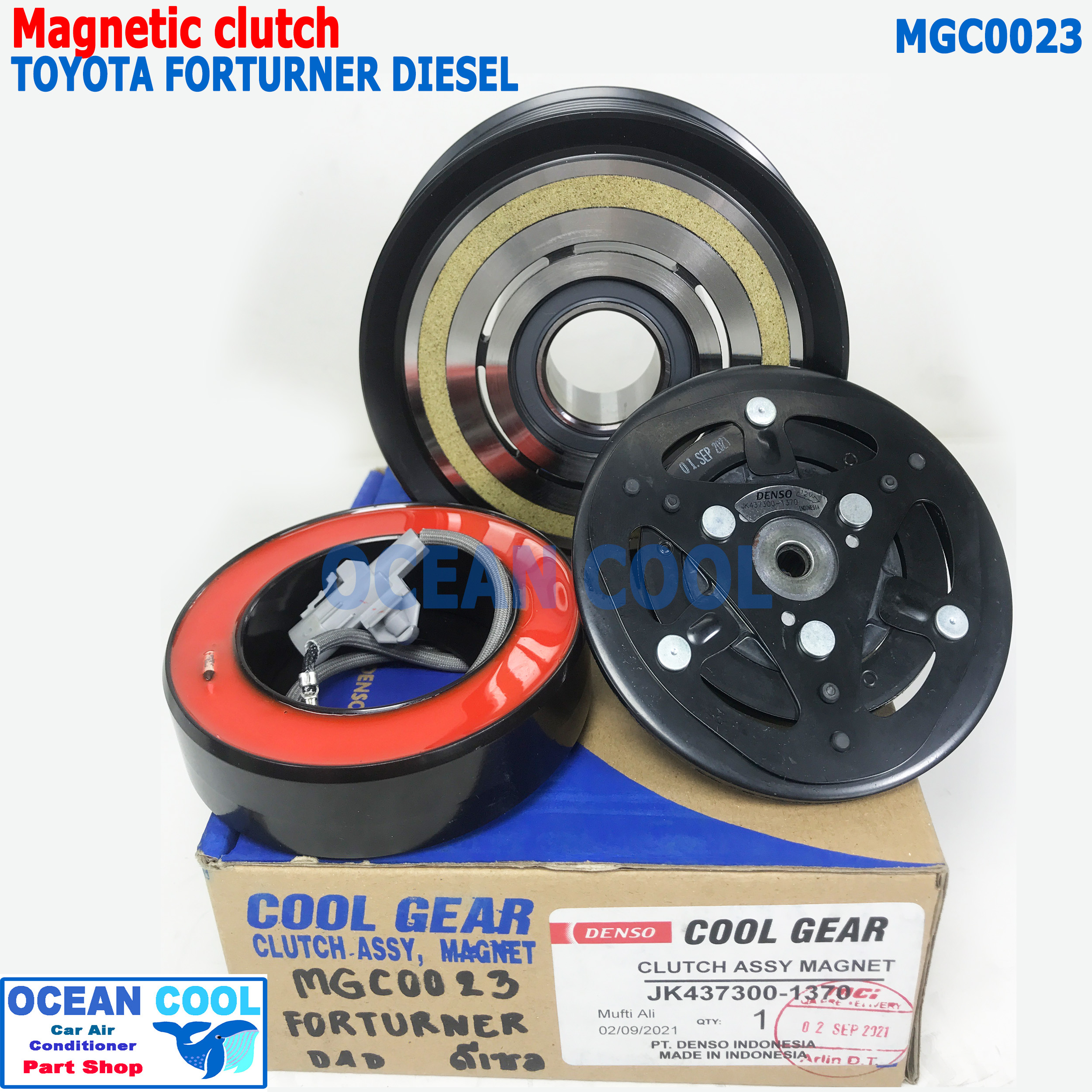คลัชคอมแอร์ ฟอร์จูนเนอร์ ดีโฟร์ดี 3.0 อินโนวา ดีเซล 2.5 ปี 2005 - 2014 MGC0023 COOL GEAR รหัส JK437300-137 Compressor Clutch Coil DENSO Toyota fortuner D4D 3.0 Innova diesel 2.5 คลัทช์คอม มูเล่คลัช หน้าคลัชคอมแอร์ โตโยต้า ฟอจูนเนอร์ 10s17c